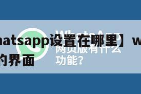 【whatsapp设置在哪里】whatsapp的界面